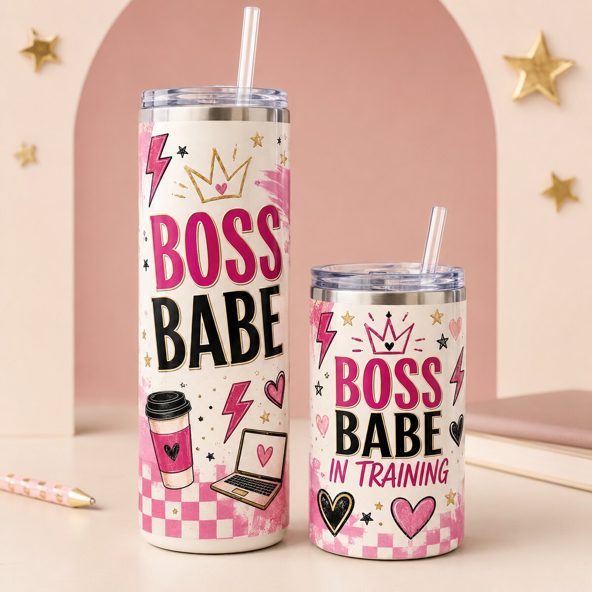 Boss Babe & Boss Babe In Training Tumbler Set