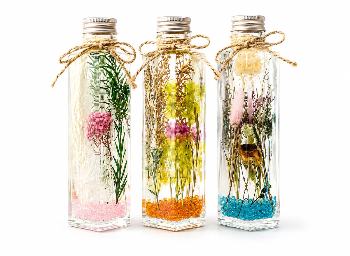 Floral Herbarium Resin Bottles (Set of 3)