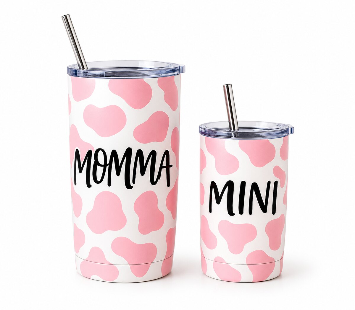 Pink Cow Momma & Mini Tumbler Set