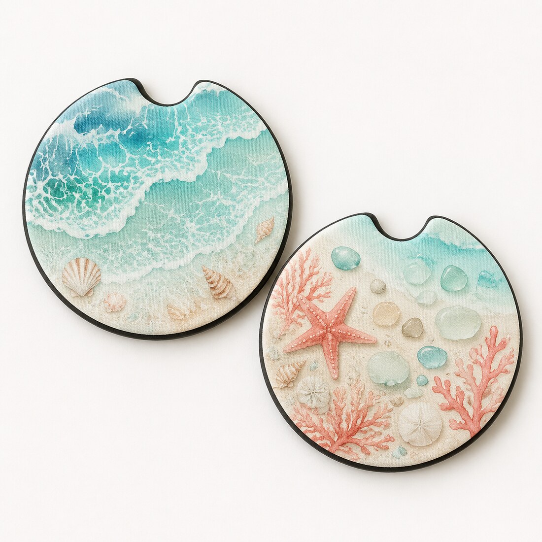 Coastal Beach car coaster set