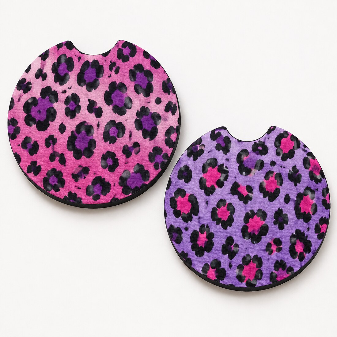 Pink Leopard Car Coaster Set