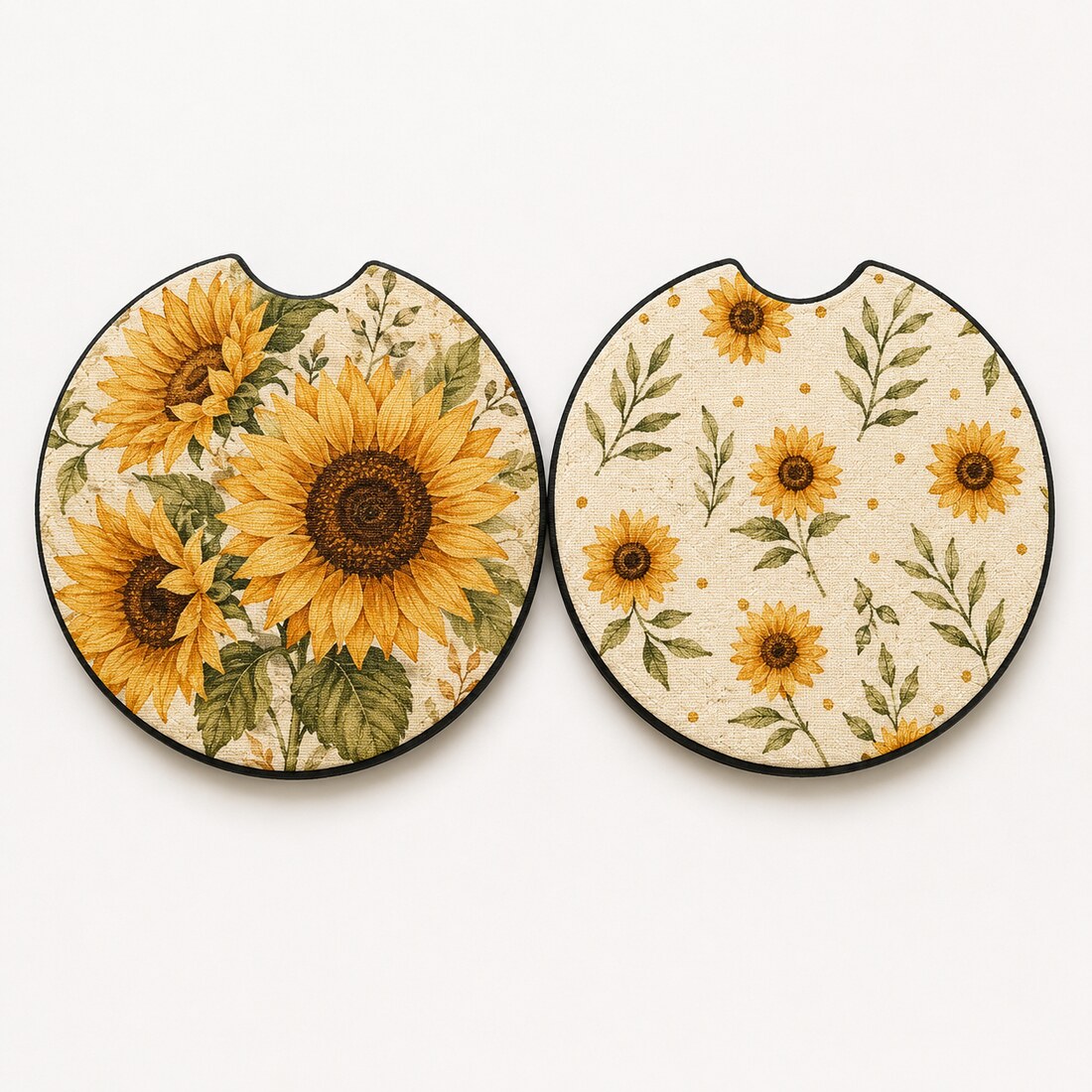 Sunflower neoprene car coaster by Bart's & Crafts