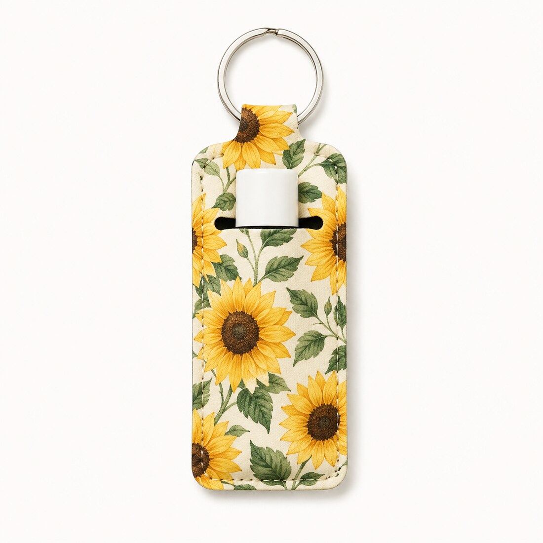 Sunflower neoprene chapstick holder keychain by Bart's & Crafts