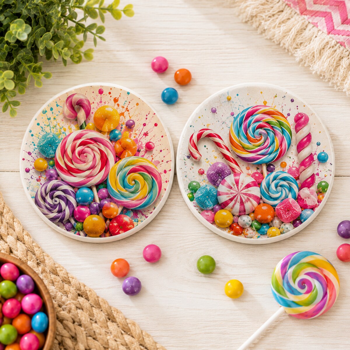 Colorful Candy Coaster Set