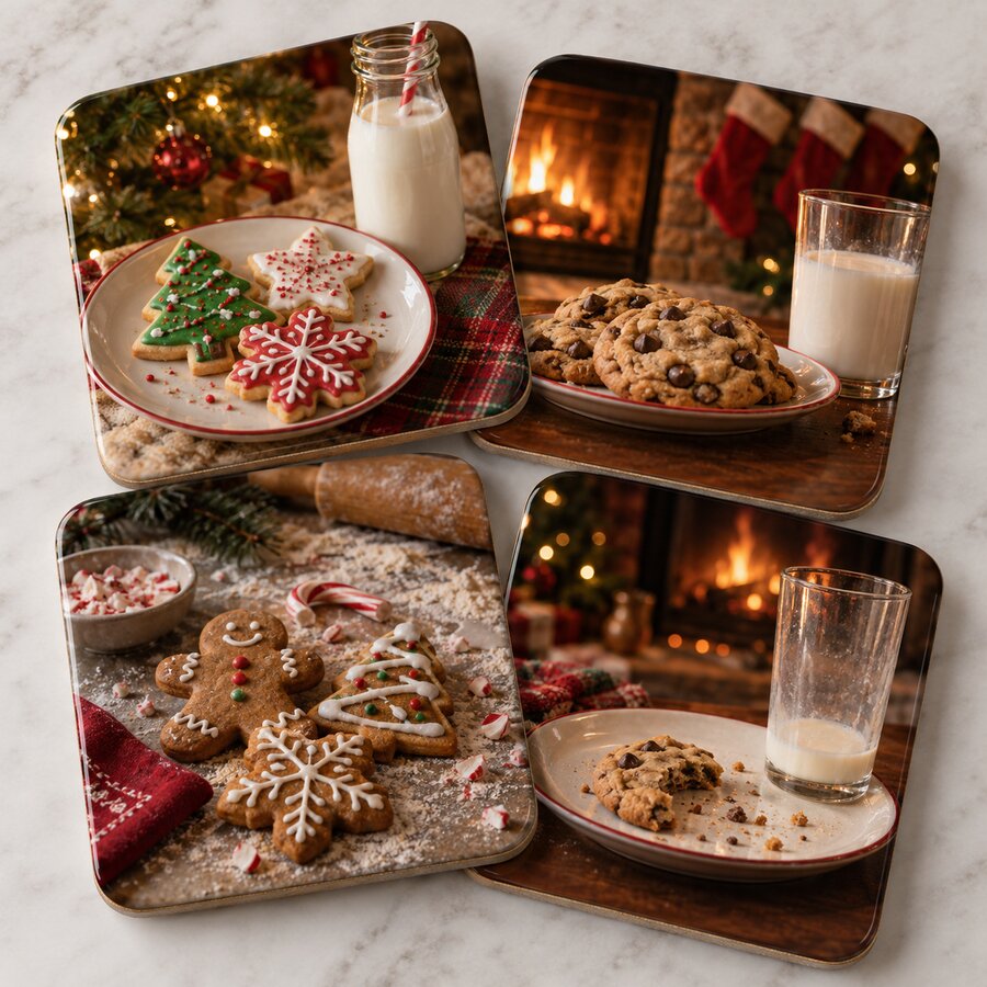 Cookies for Santa Ceramic Coaster Set