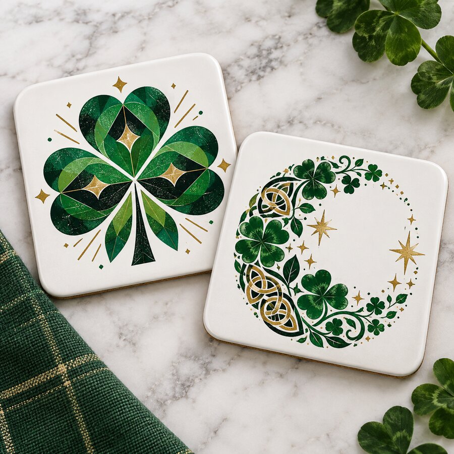 St. Patrick's Ceramic Coaster Set