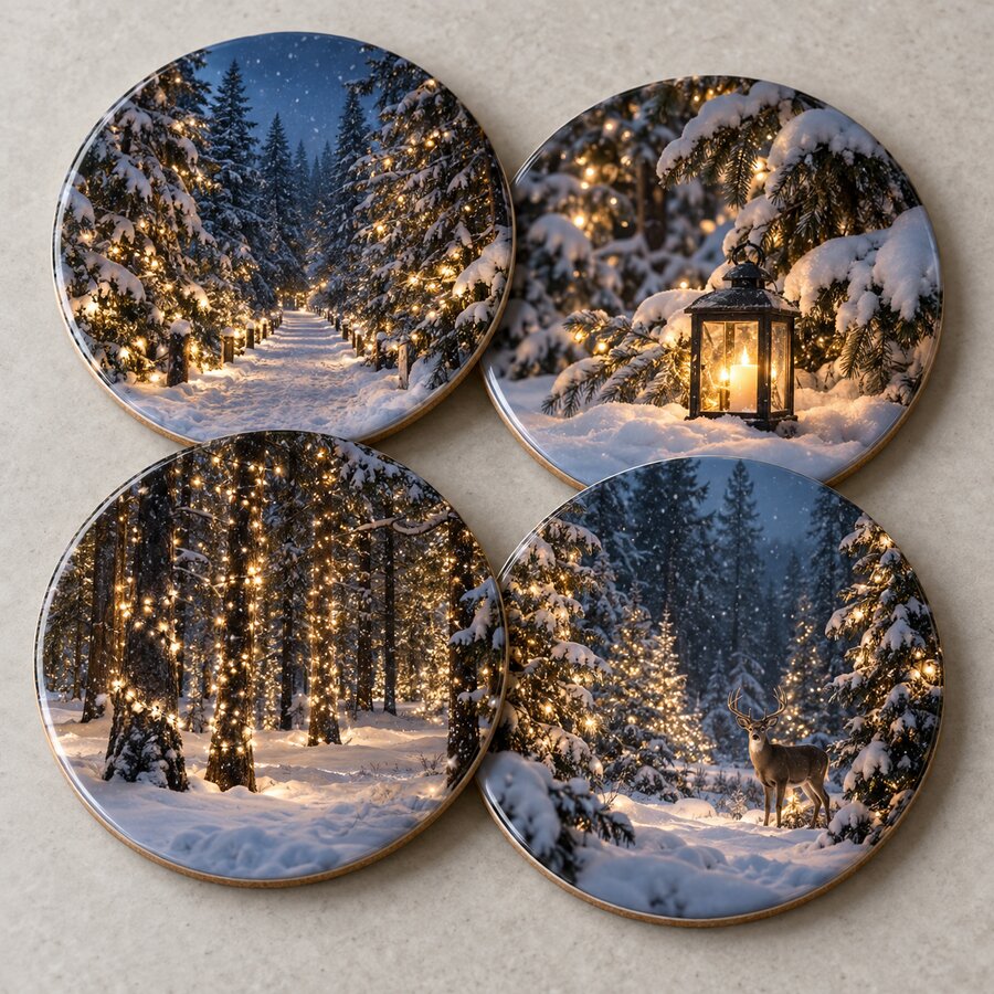 Winter Wonderland Ceramic Coaster Set