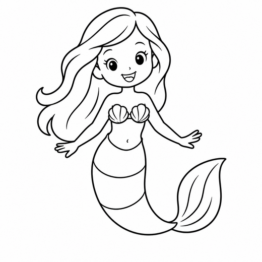Mermaid coloring outline