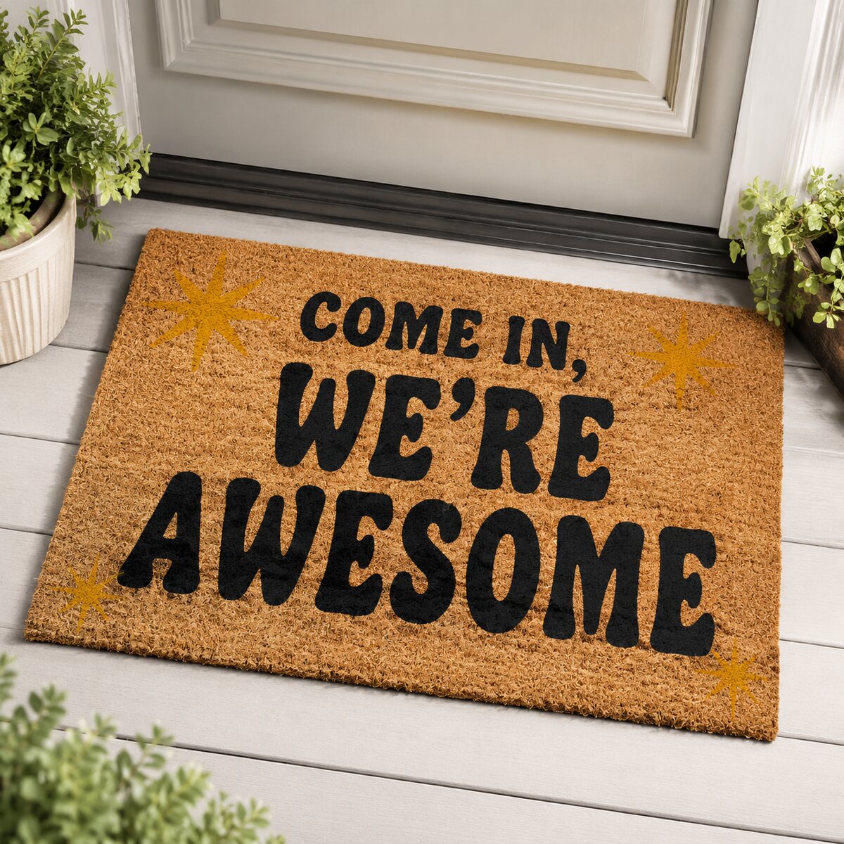Come In We're Awesome coir doormat