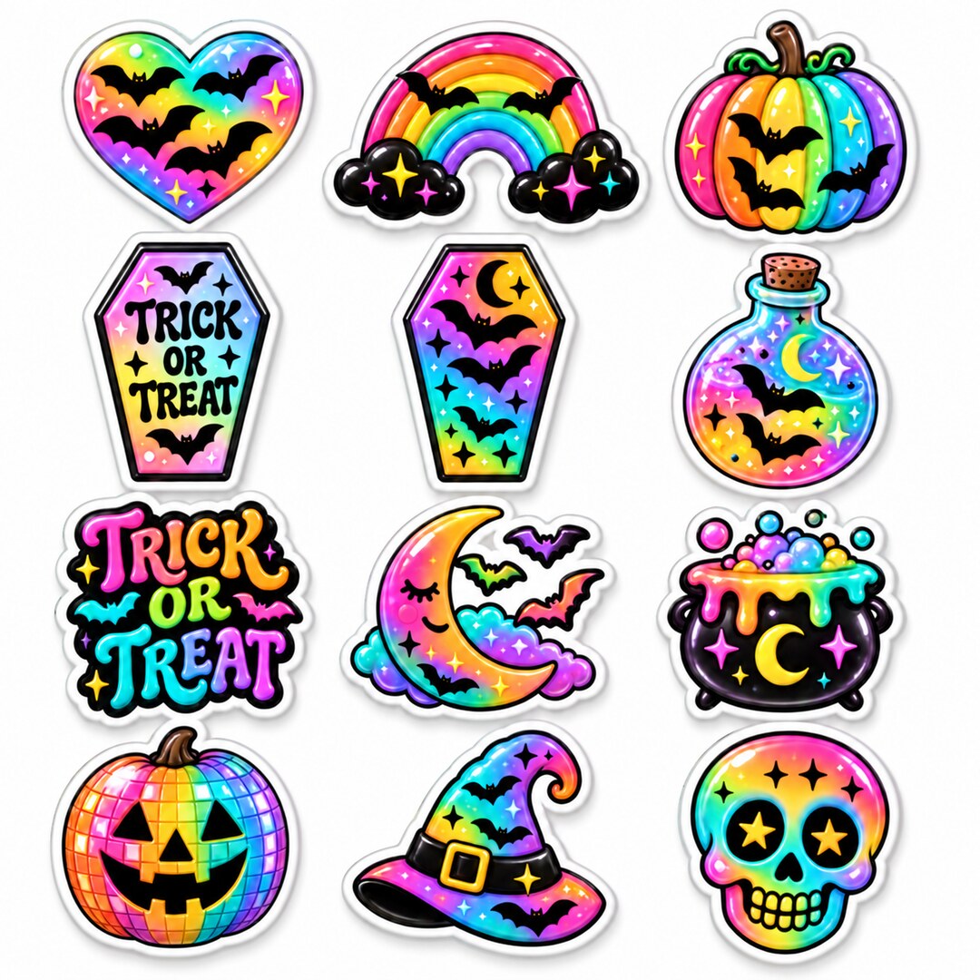 Neon Glow Halloween Sticker Set