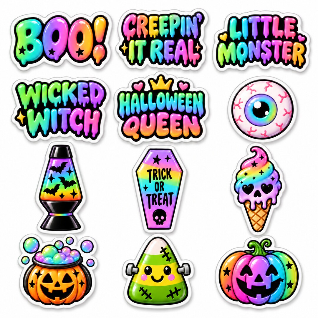Neon Halloween Sticker Set