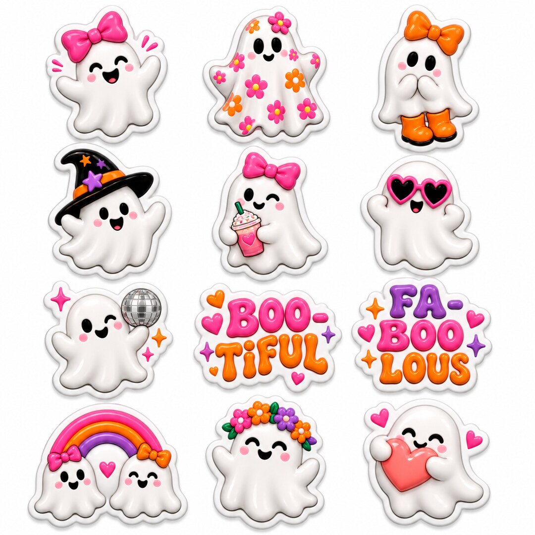 Pink Ghost Sticker Set