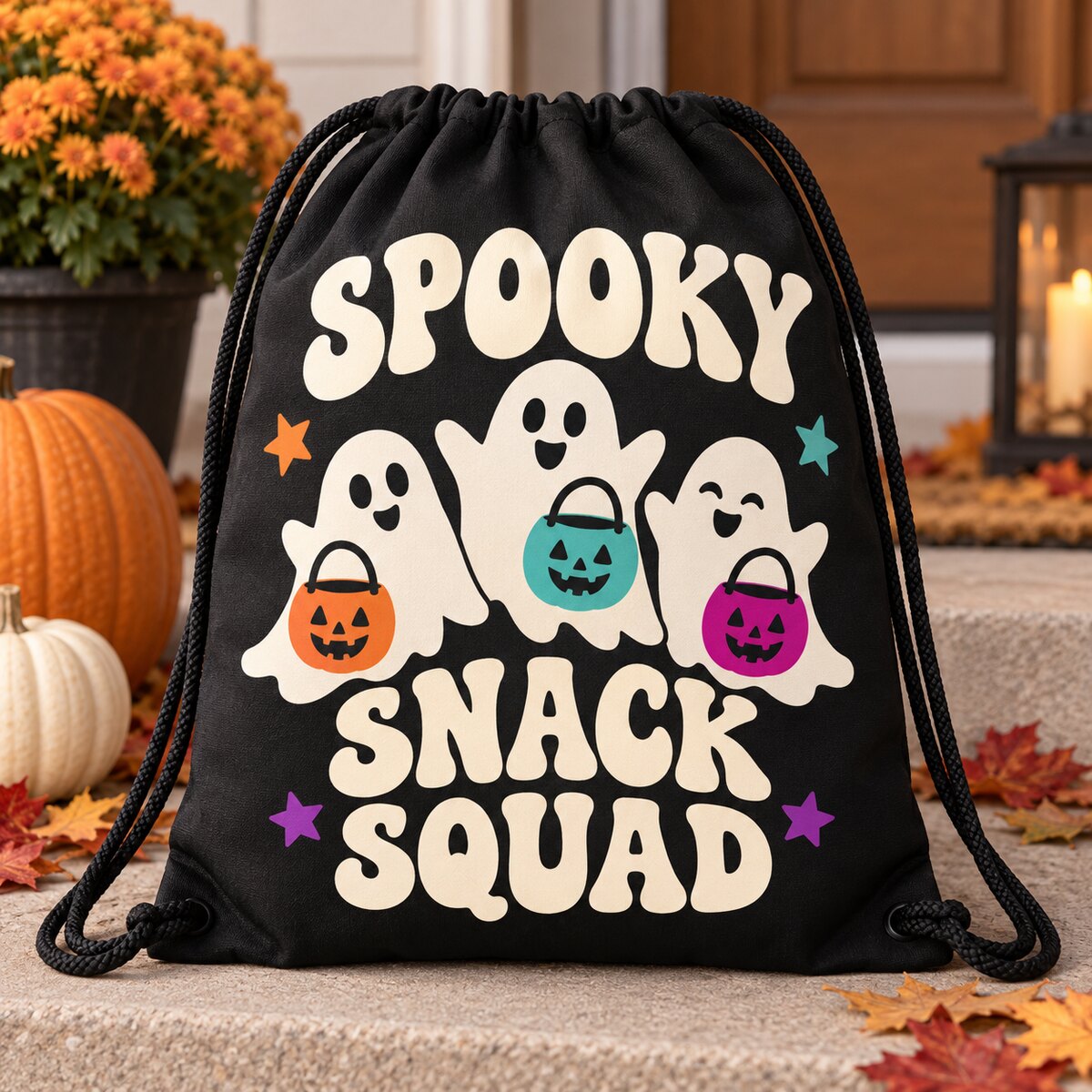 Spooky Snack Squad Drawstring Bag