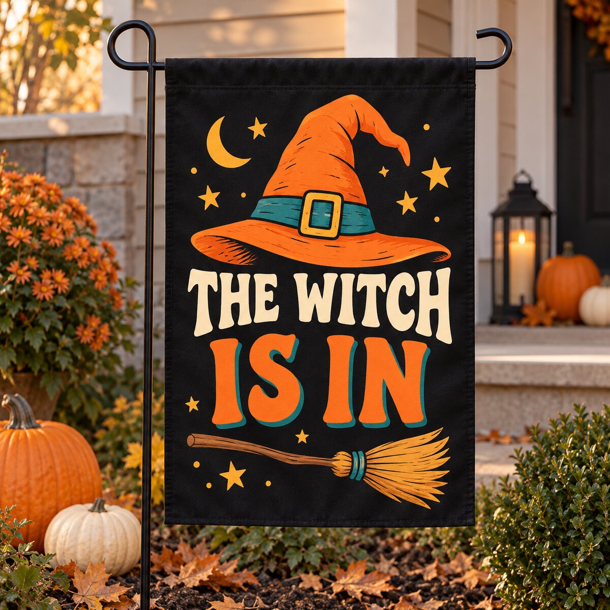 The Witch Is In Garden Flag