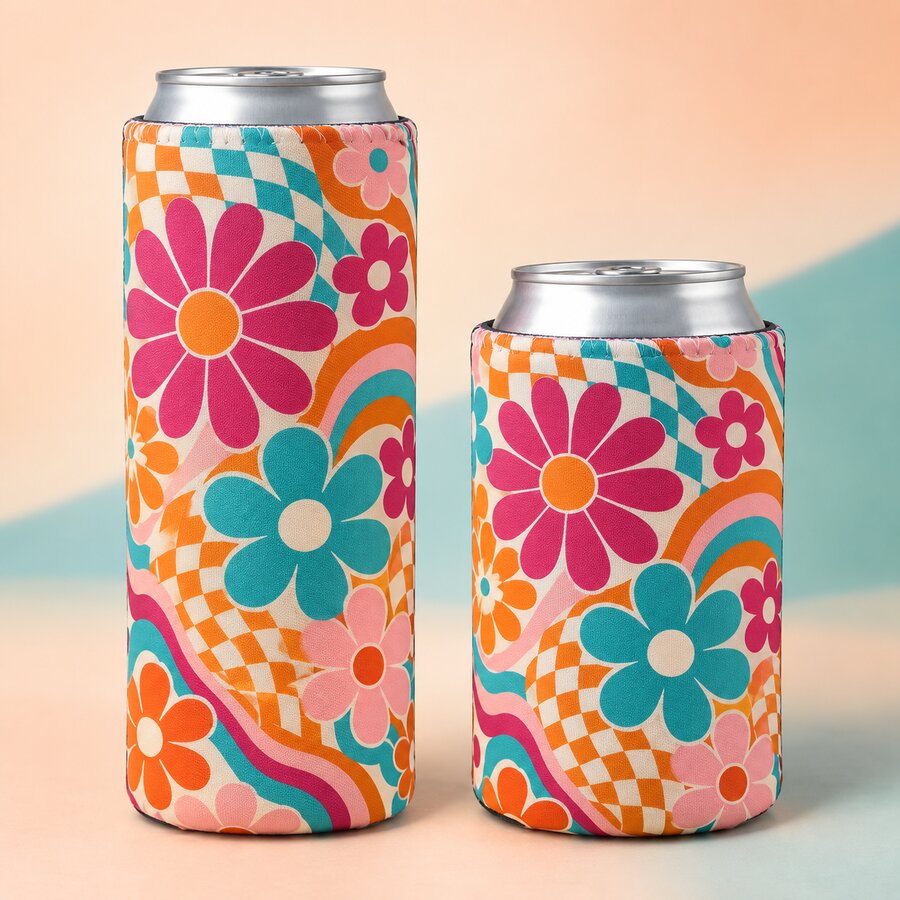 Groovy Blooms Can Koozie
