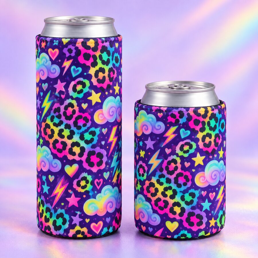 Neon Leopard Can Koozie