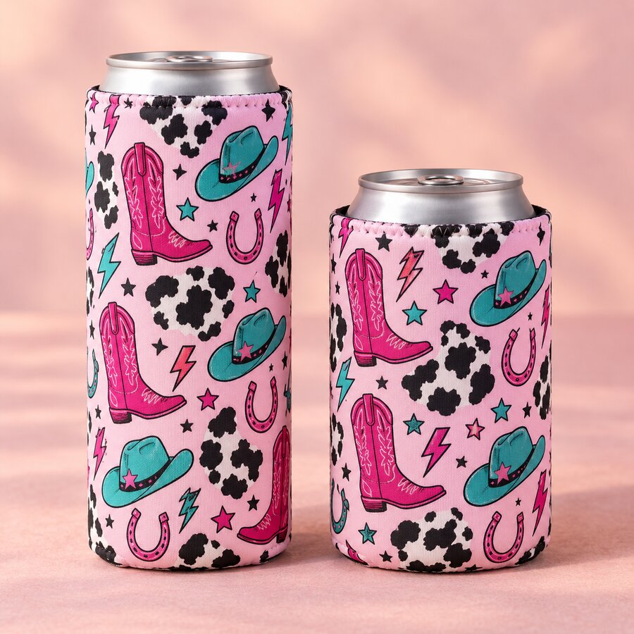 Pink Cowgirl Can Koozie