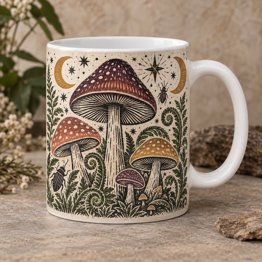 Cottage Mushrooms Mug