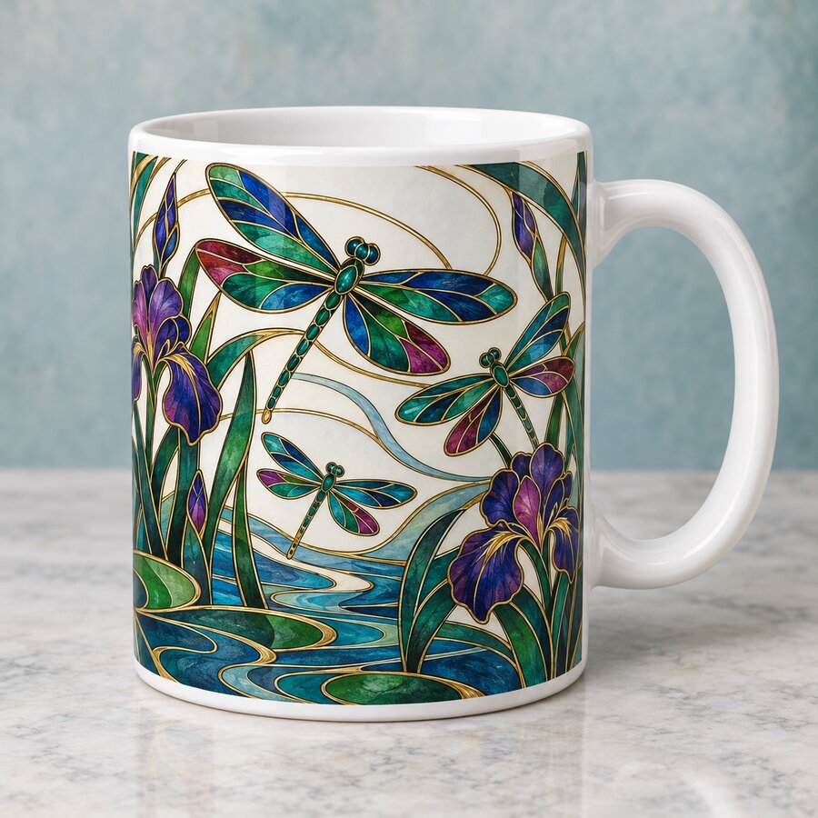 Stained Glass Iris Mug