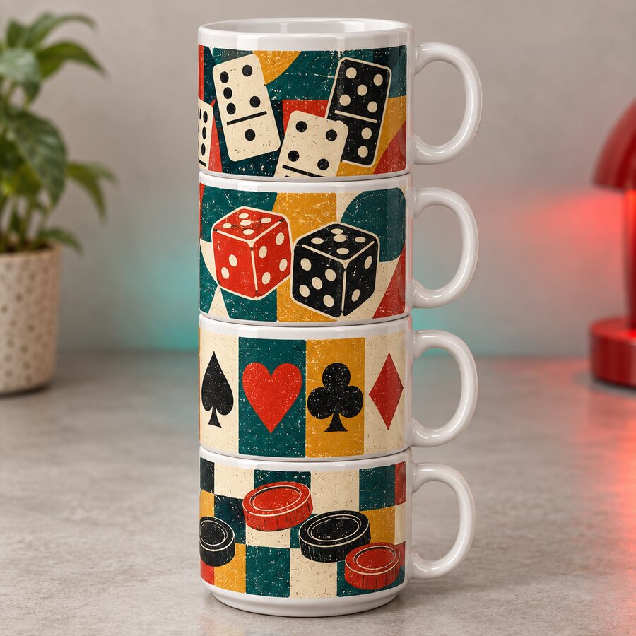Game Night Stackable Mug Set