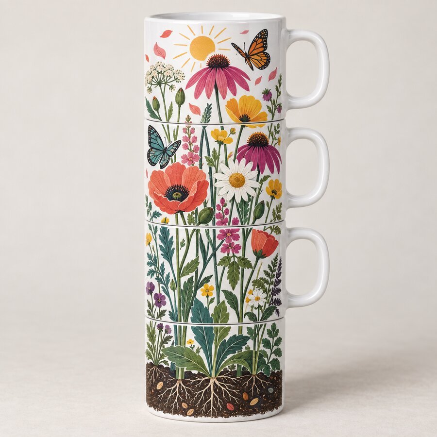 Wildflower Garden Stackable Mug Set