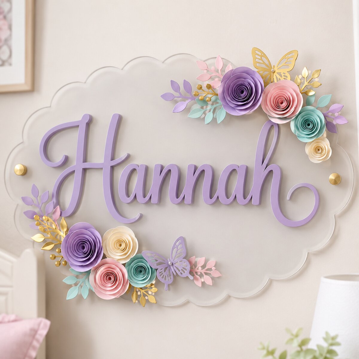 Floral Bedroom Name Sign