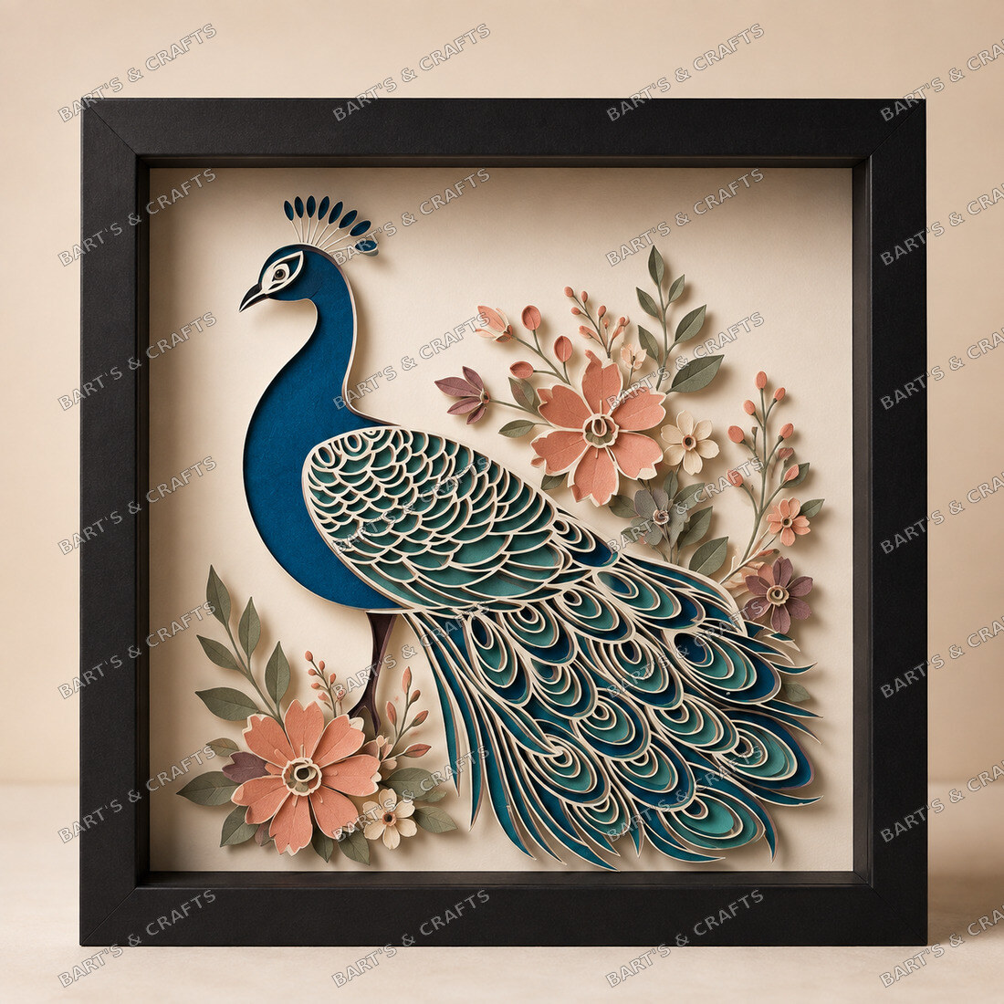Boho Peacock Shadowbox