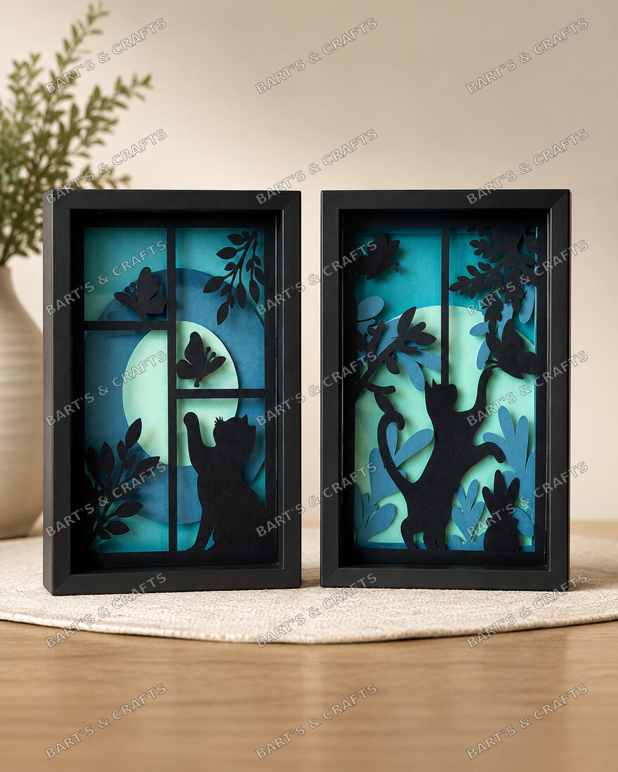 Cat in the Window Shadowbox (Pair)