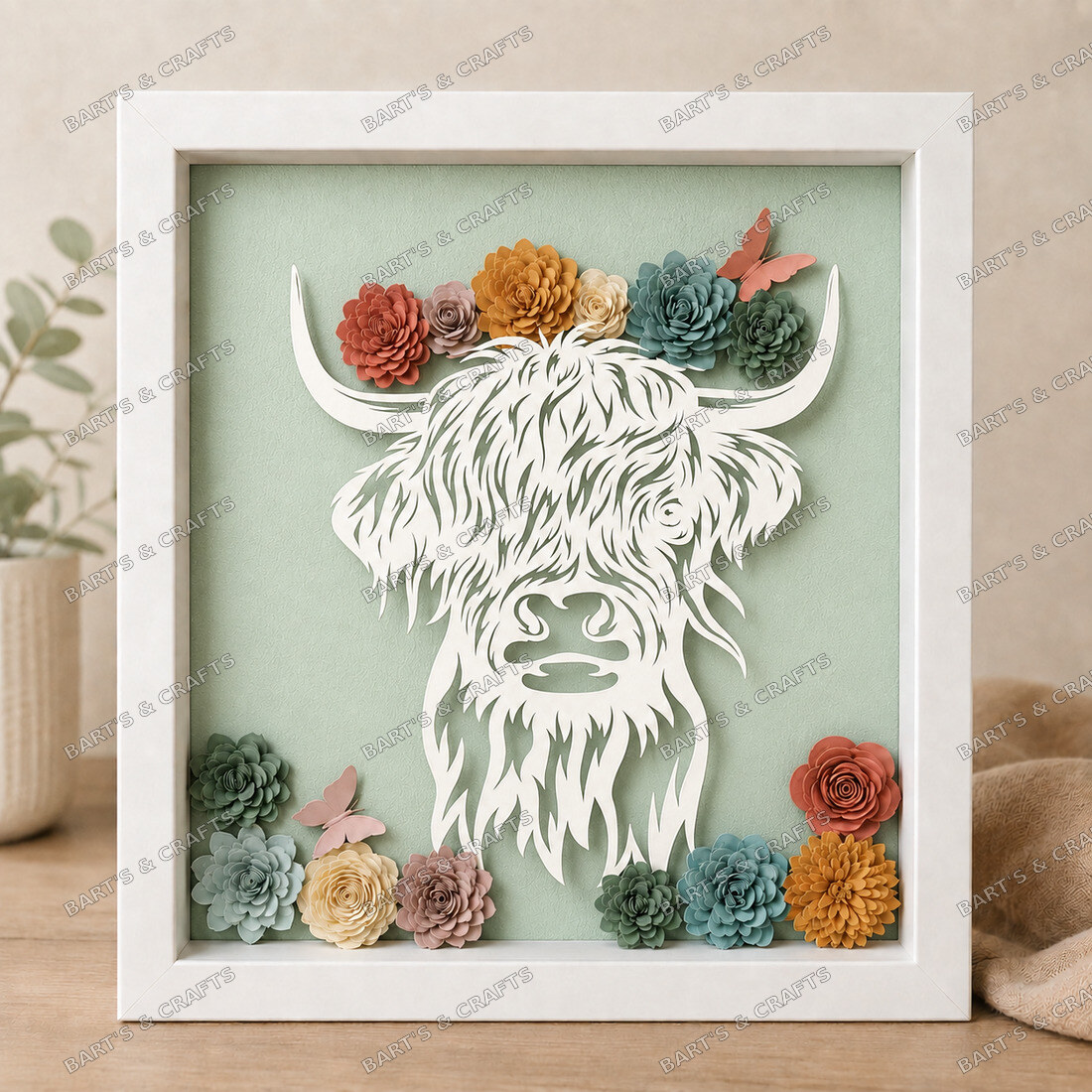 Highland Cow Shadowbox (White)