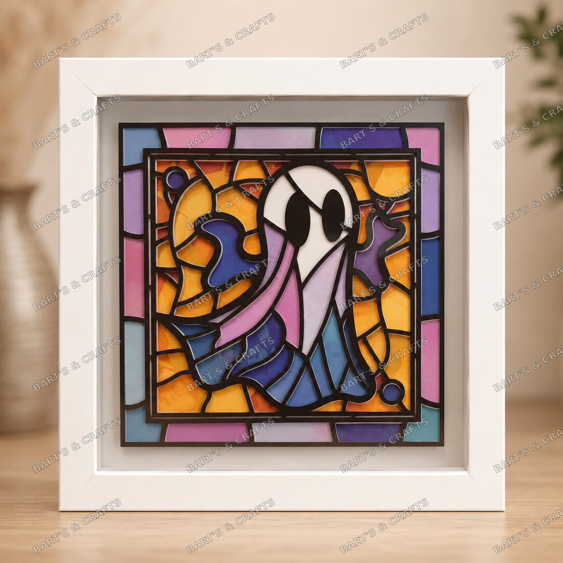 Stained Glass Ghost Shadowbox