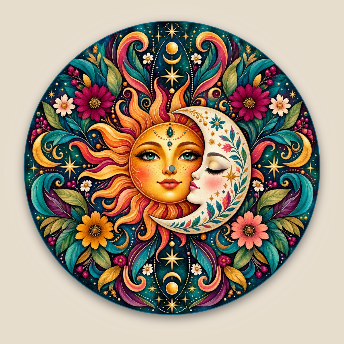Boho Sun and Moon wind spinner