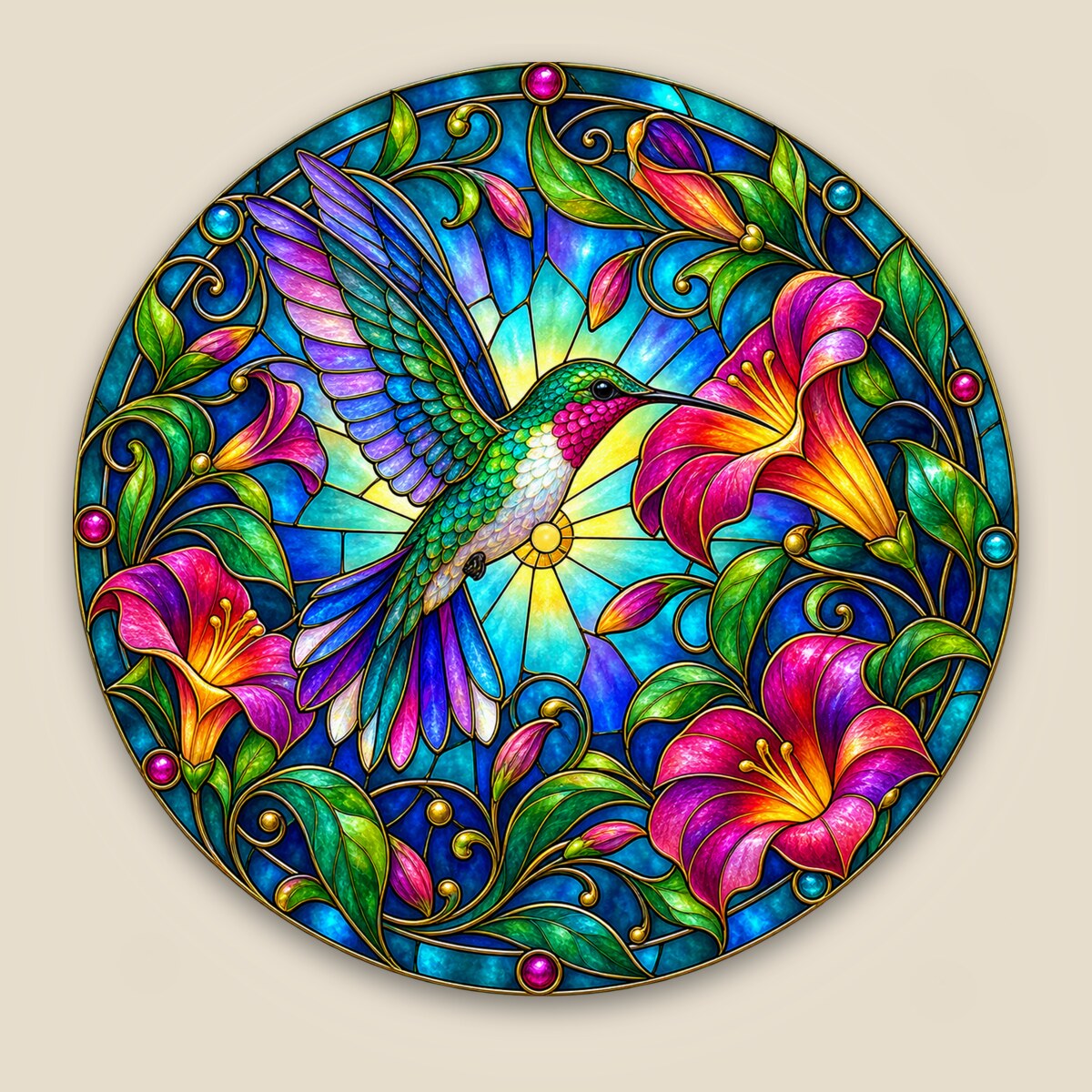 Stained-Glass Hummingbird wind spinner