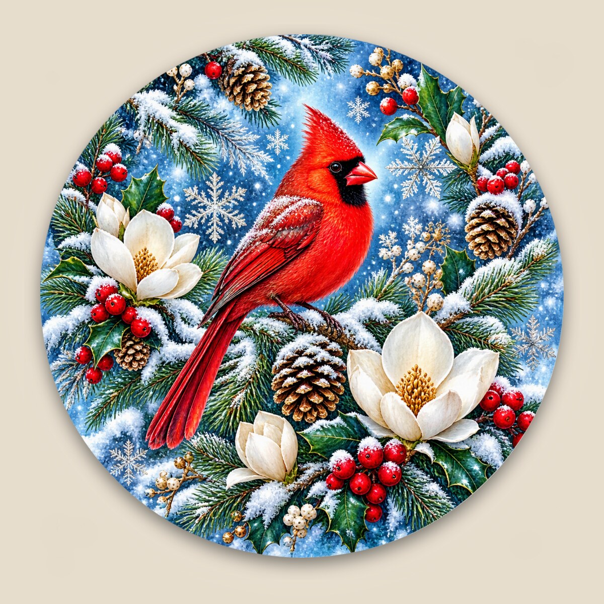 Winter Cardinal wind spinner