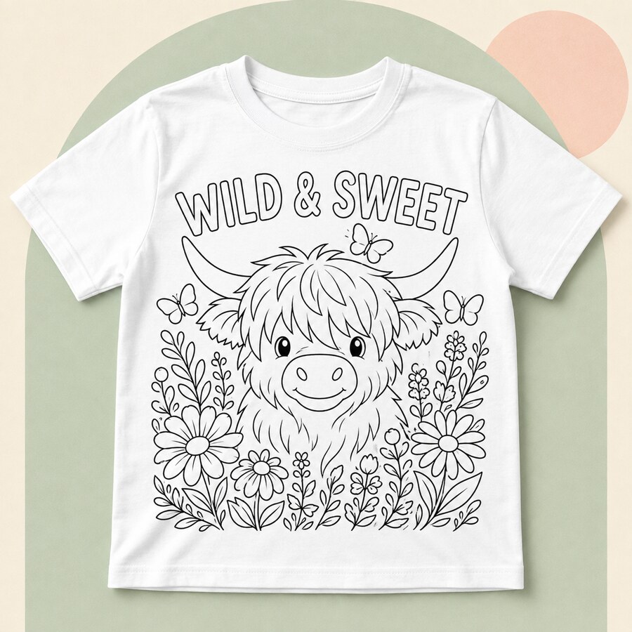 Highland Cow & Wildflowers design on a Bart's & Crafts product