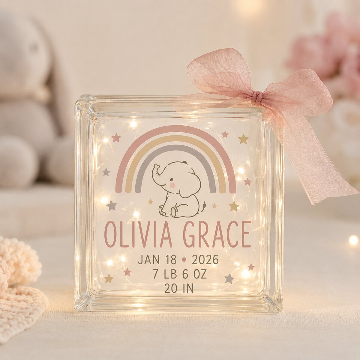Birth Announcement Glass Block