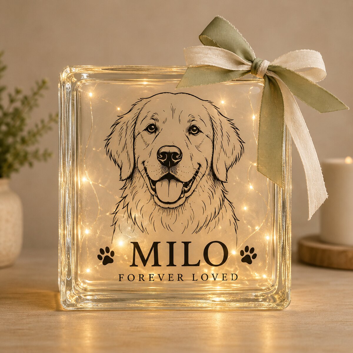 Pet Memorial Glass Block