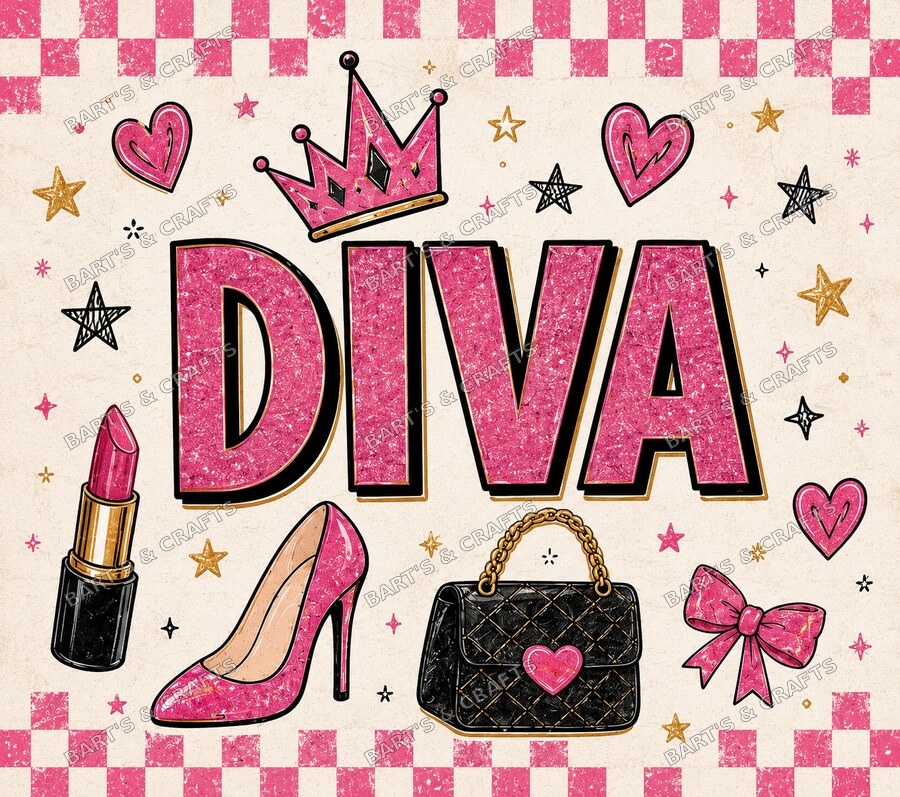 Diva · Adult design on a Bart's & Crafts flat tumbler wrap