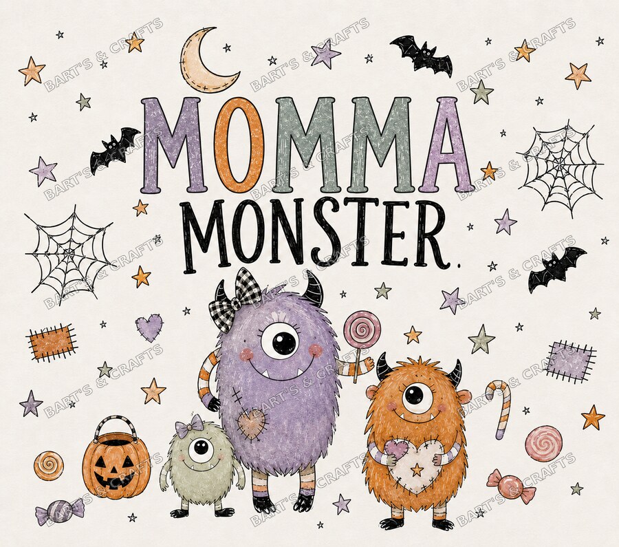 Momma Monster · Adult design on a Bart's & Crafts flat tumbler wrap