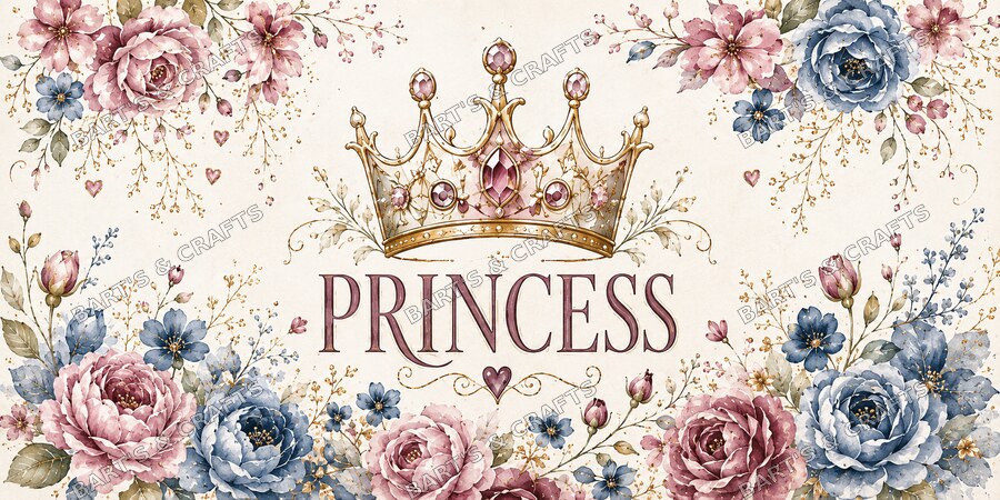 Princess Floral · Youth design on a Bart's & Crafts flat tumbler wrap