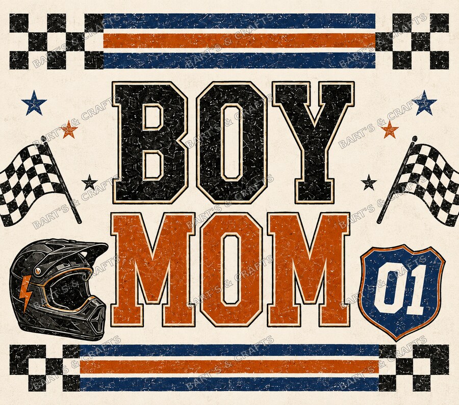 Boy Mom · Adult design on a Bart's & Crafts flat tumbler wrap