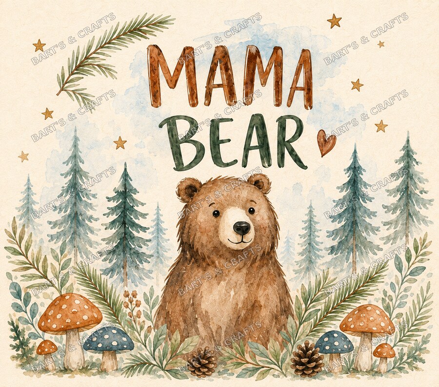 Mama Bear · Adult design on a Bart's & Crafts flat tumbler wrap