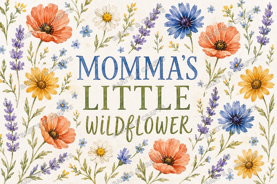 Little Wildflower Bright · Youth design on a Bart's & Crafts flat tumbler wrap