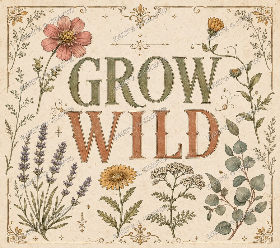 Grow Wild · 20 oz design on a Bart's & Crafts flat tumbler wrap