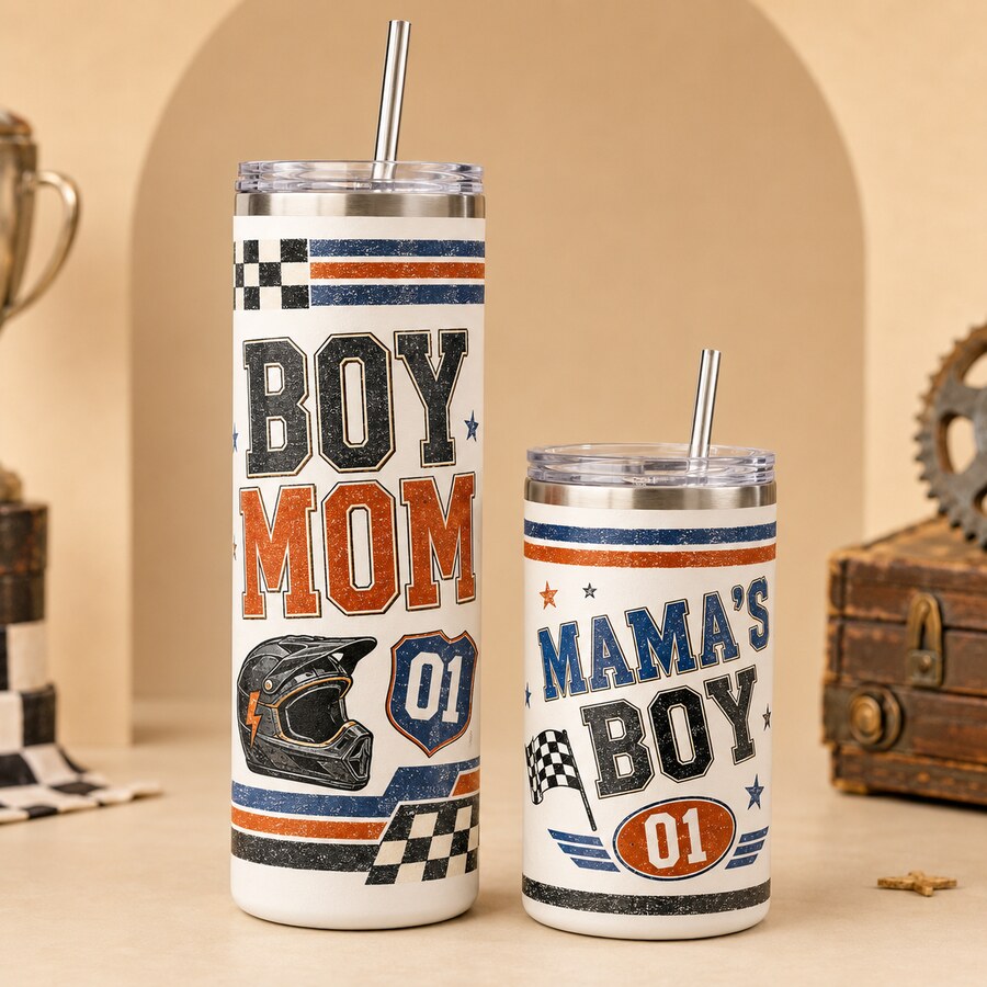 Boy Mom & Mamma's Boy design on a Bart's & Crafts product